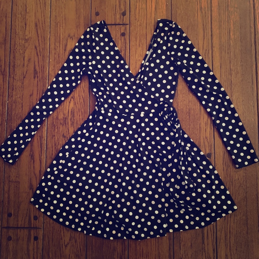 Low cut polka dot long sleeved dress 3/$10